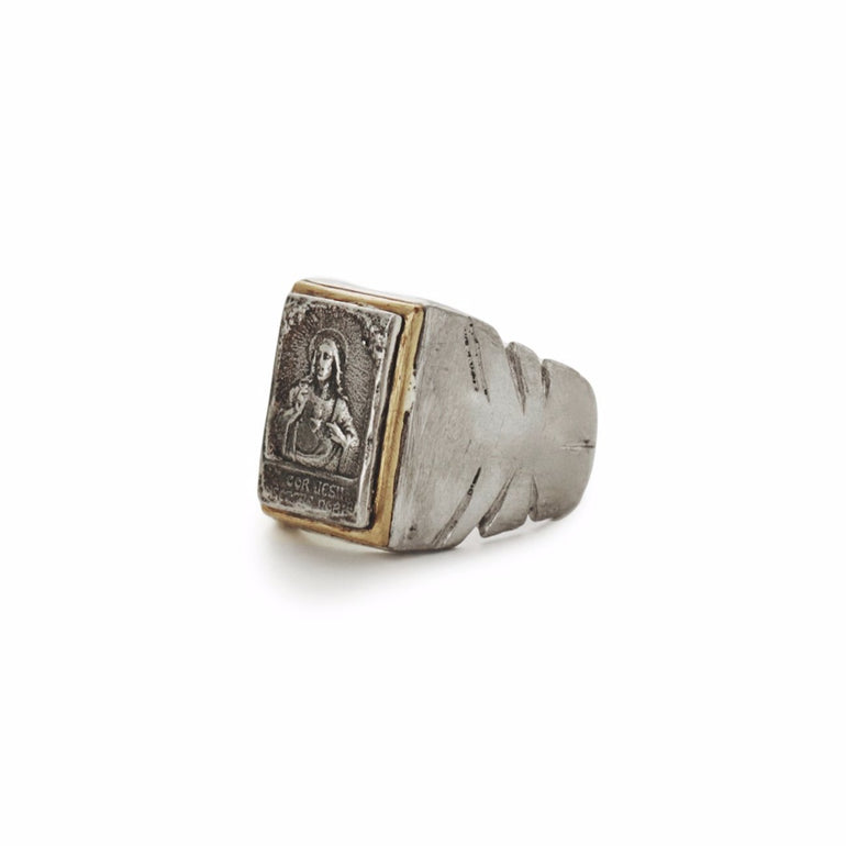 image of Jesus Savior on sterling silver Souvenir biker ring 