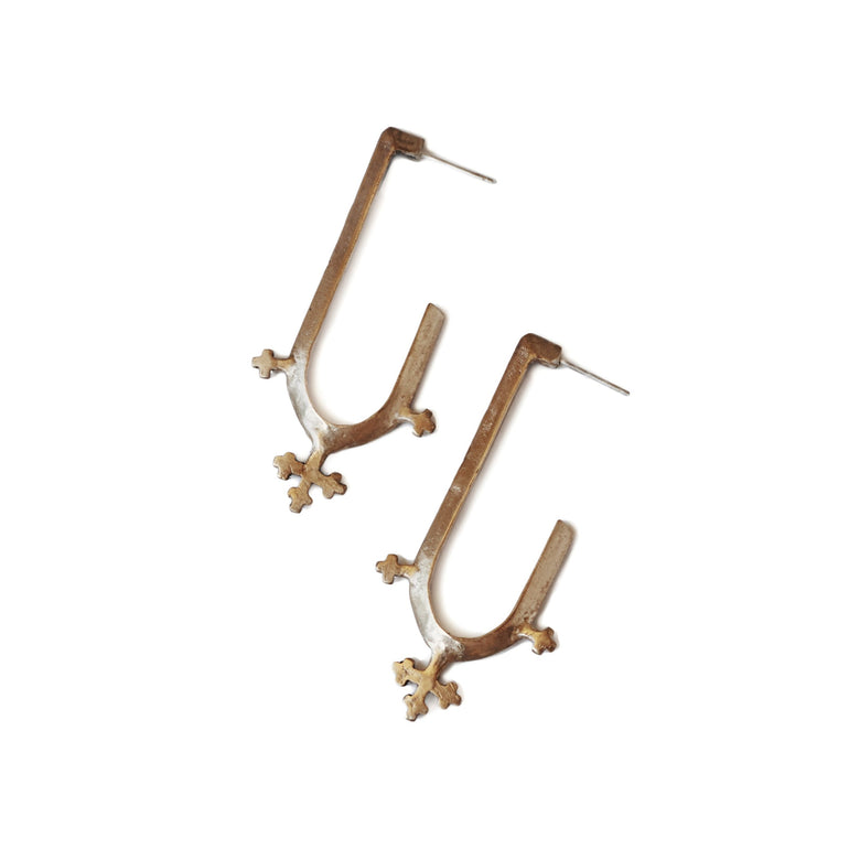 cross hoops with modern twist on French medieval style and Croix de Lorraine saint collection
