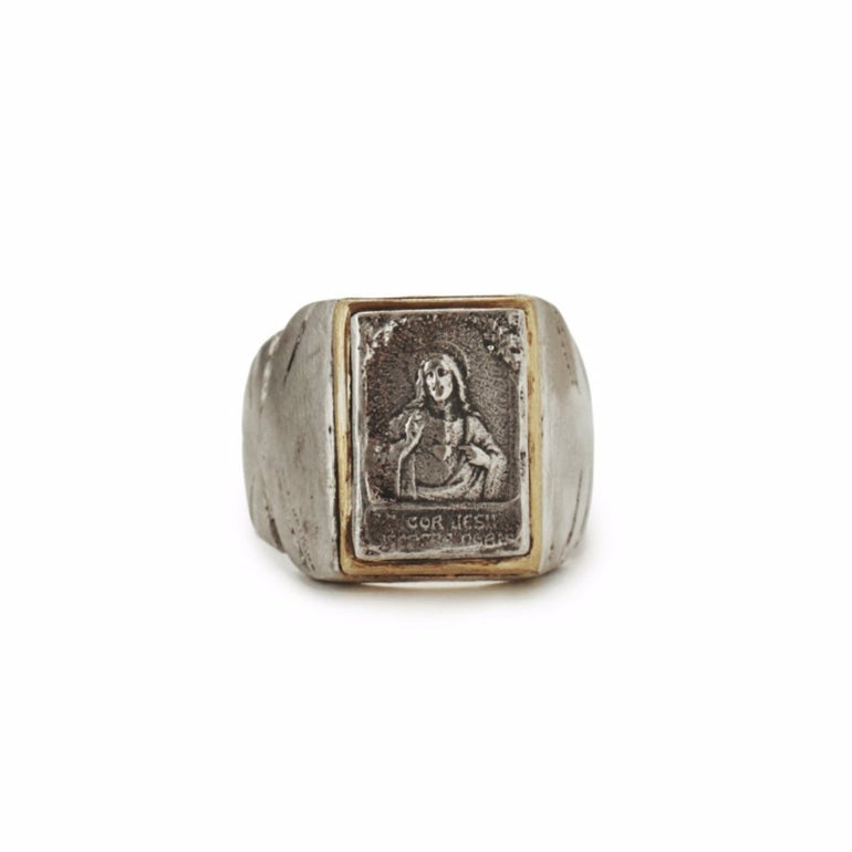 Jesus as Savior in style of antique Souvenir Mexican Biker ring for Saint collection 
