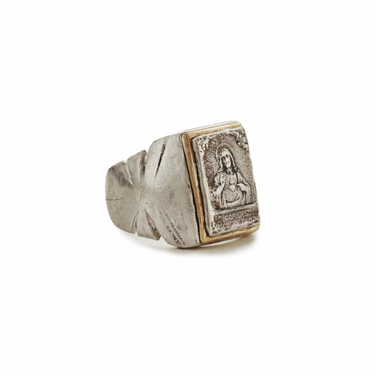 image of Jesus Savior on sterling silver Souvenir biker ring