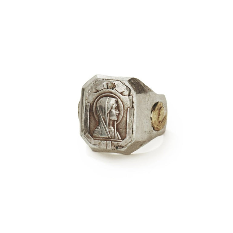 image of Mother Mary sterling silver souvenir biker ring