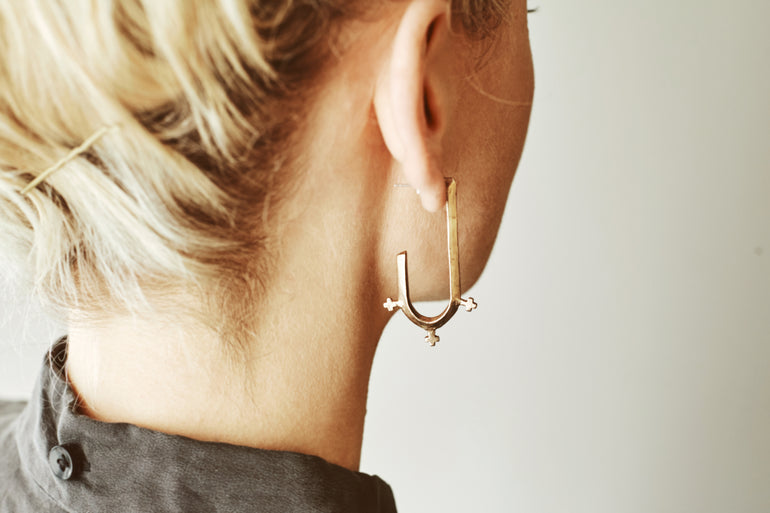 Ear Cuff with Hoops Attached for A Double Pierced Look .925 Sterling Silver Small Hoop Earrings Gold